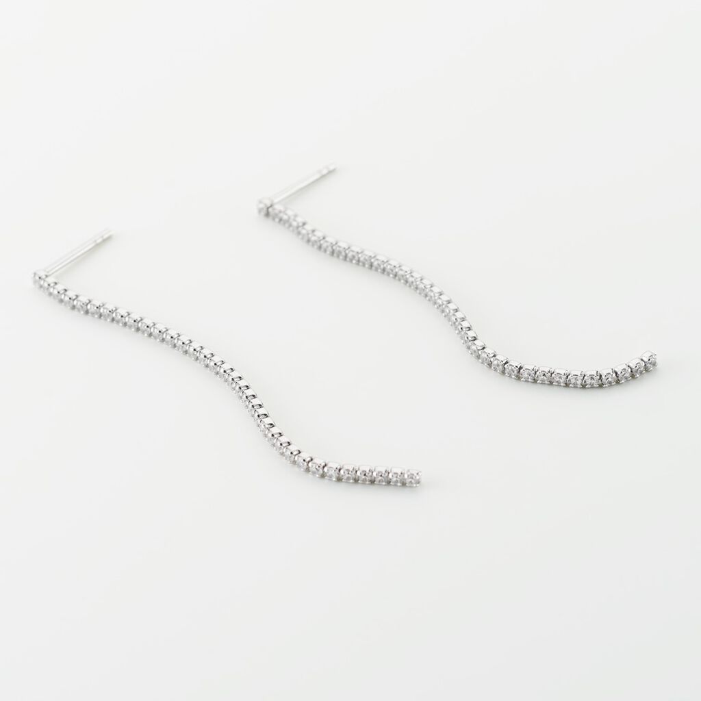 Boucles D'oreilles Pendantes Lou-anne Argent Blanc Oxyde De Zirconium - Boucles d'oreilles fantaisie Femme | Histoire d’Or