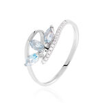 Bague Petale Or Blanc Topaze Et Oxyde De Zirconium - Bagues avec pierre Femme | Histoire d&rsquo;Or