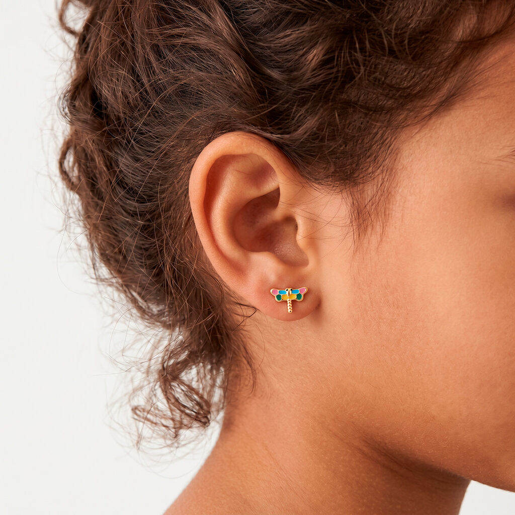 Boucles D'oreilles Puces Liberius Or Jaune - Clous d'oreilles Enfant | Histoire d&rsquo;Or