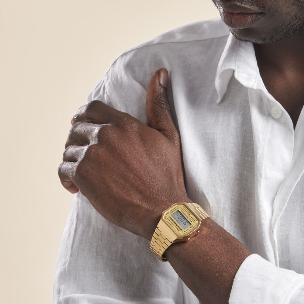 Montres Casio Collection A168WG-9EF Acier Cliquet Jaune Carré - HIMHJ7G0010  • Histoire d'Or