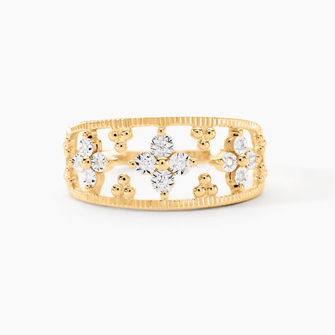 Bague Or Jaune Eternal Spring 3 Fleurs Diamants - Bagues solitaires Femme | Histoire d&rsquo;Or
