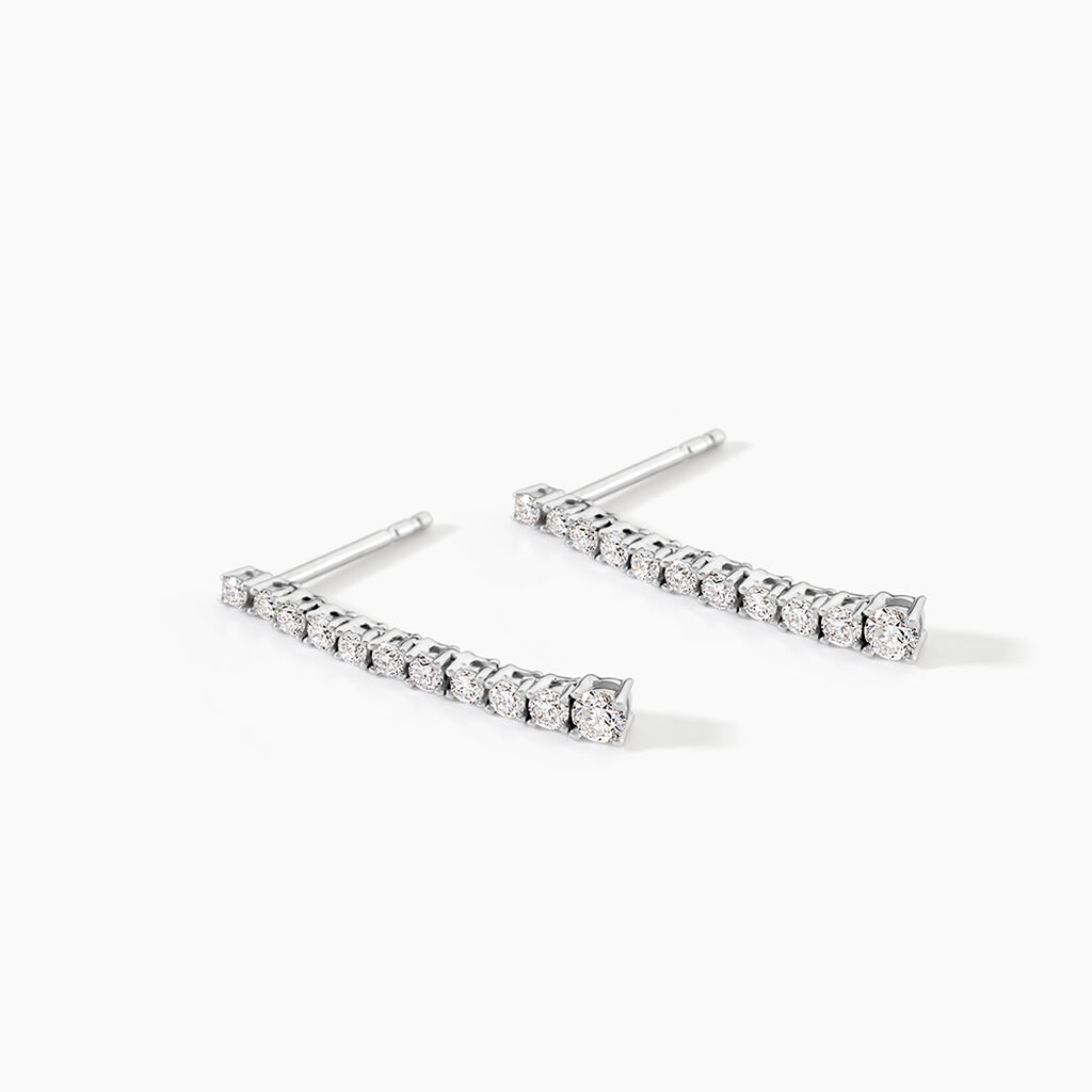 Boucles D'oreilles Puces Riviera Or Blanc Diamant - Boucles d'oreilles pendantes Femme | Histoire d&rsquo;Or