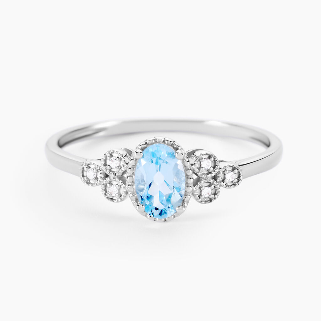 Bague Cyprille Or Blanc Topaze Et Oxyde De Zirconium - Bagues solitaires Femme | Histoire d’Or