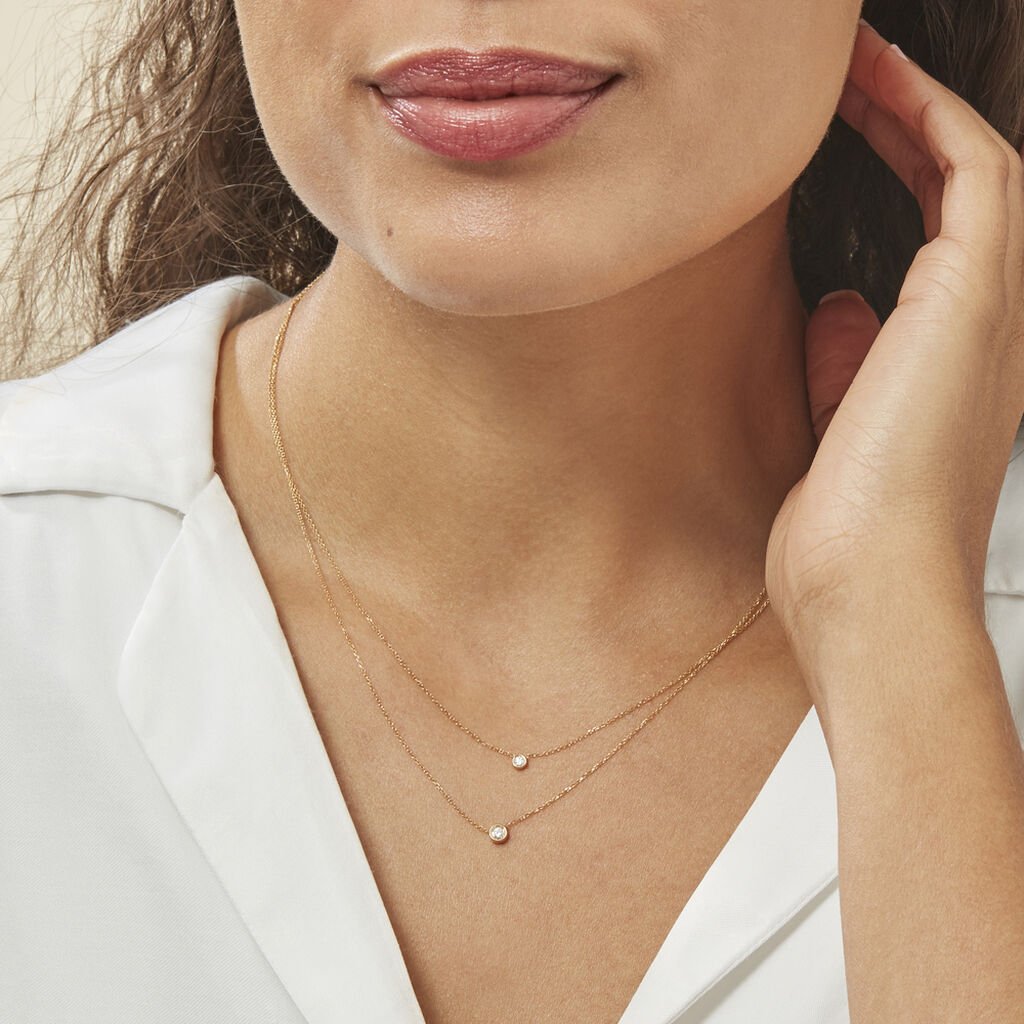 Collier Virguinia Or Jaune Oxyde De Zirconium - Colliers doubles et triples chaînes Femme | Histoire d’Or