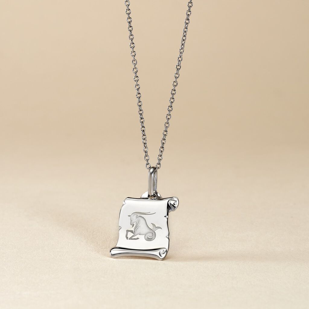 Pendentif Zodiaque Parchemin Argent Blanc - Pendentifs Zodiaque Famille | Histoire d&rsquo;Or