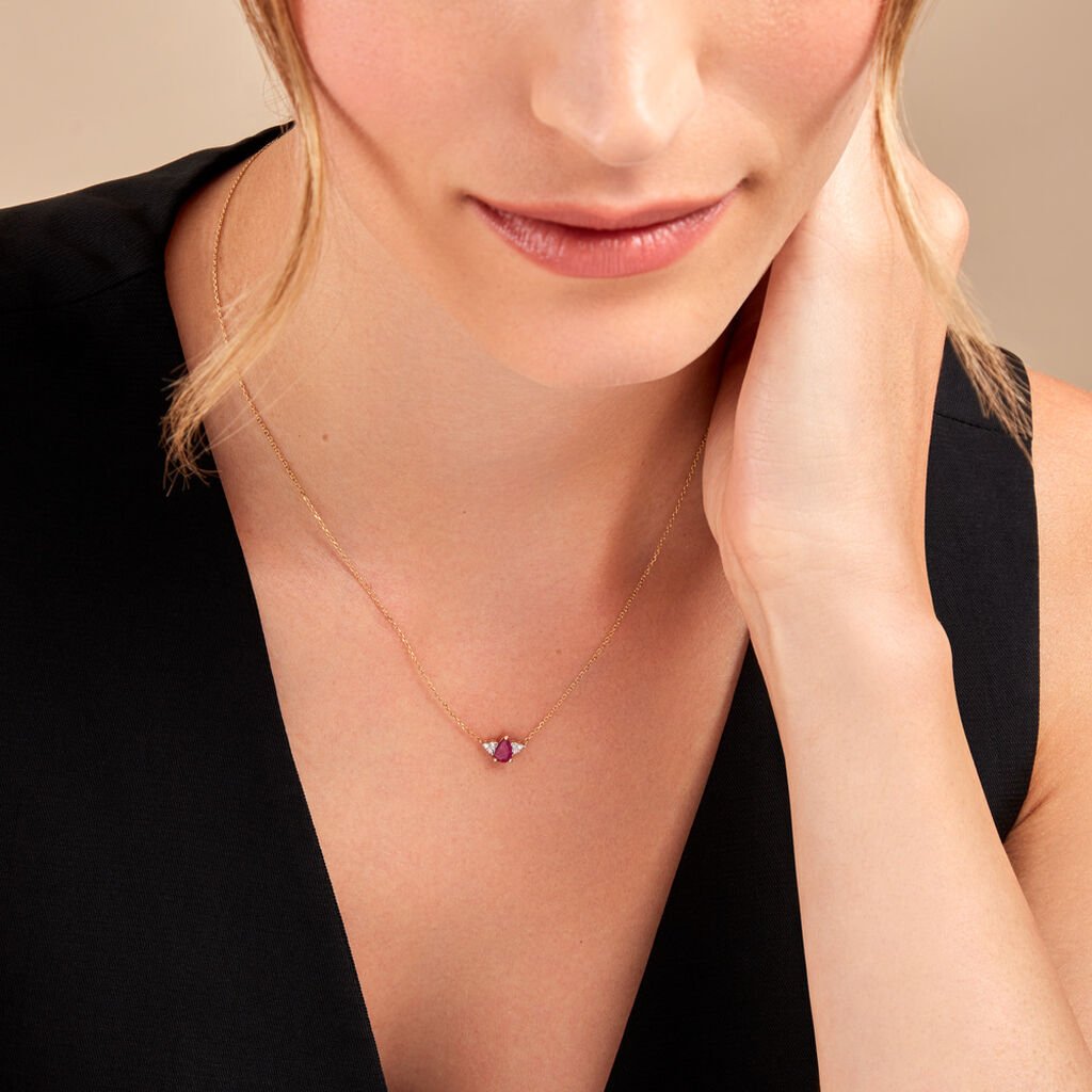 Collier Glykeria Or Jaune Rubis Diamant - Colliers Femme | Histoire d&rsquo;Or