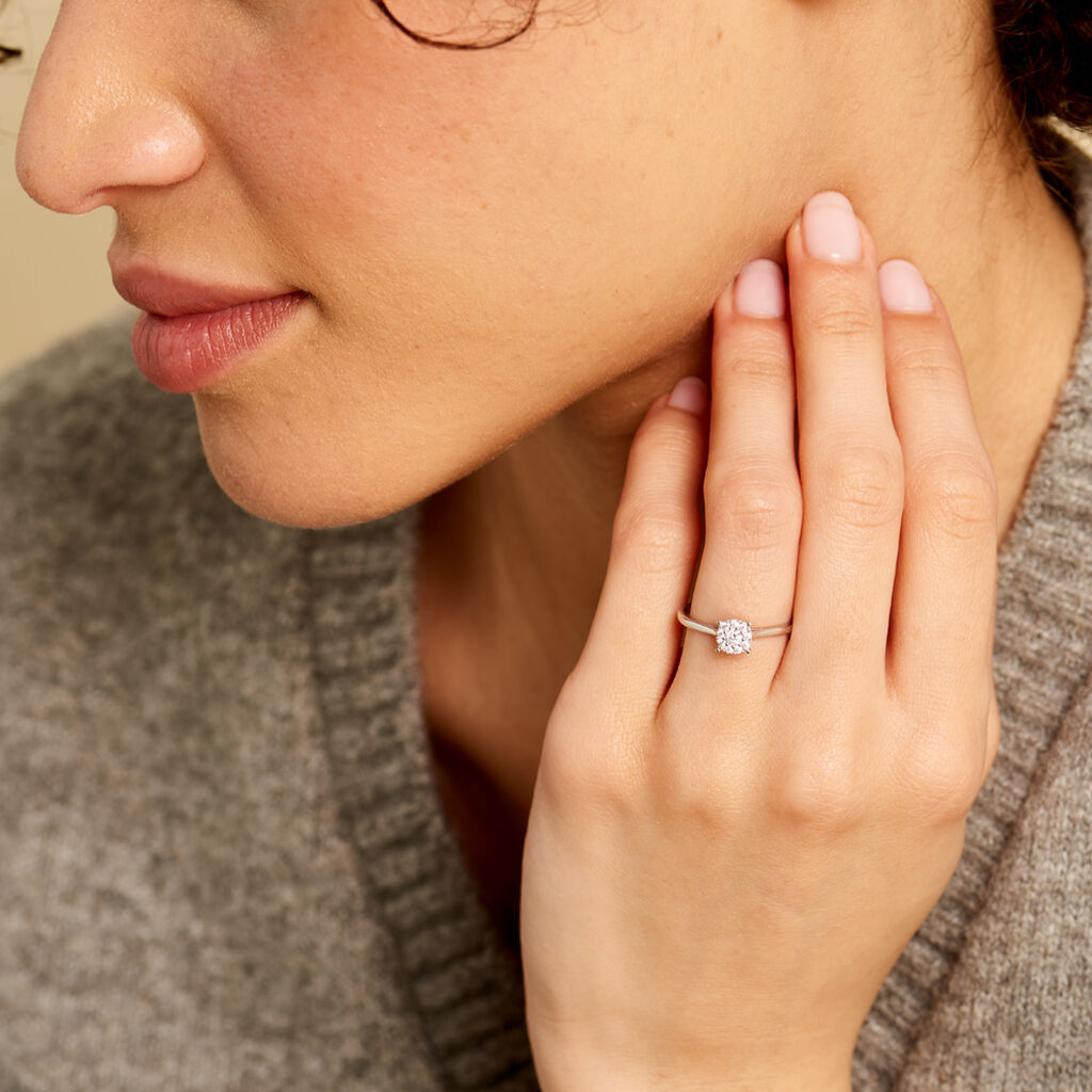 Bague Or Blanc Nori Oxyde De Zirconium - Bagues solitaires Femme | Histoire d’Or
