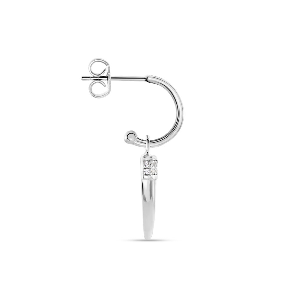 Créole Unitaire Argent Blanc Ancelin Oxydes De Zirconium - Boucles d'oreilles créoles Femme | Histoire d’Or