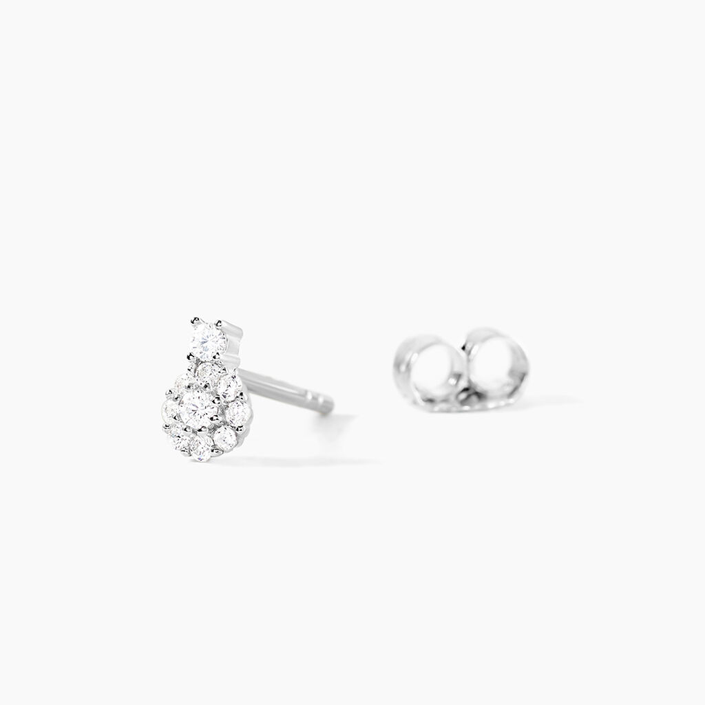 Boucles D'oreilles Puces Melyna Argent Blanc Oxyde De Zirconium - Boucles d'oreilles fantaisie Femme | Histoire d&rsquo;Or