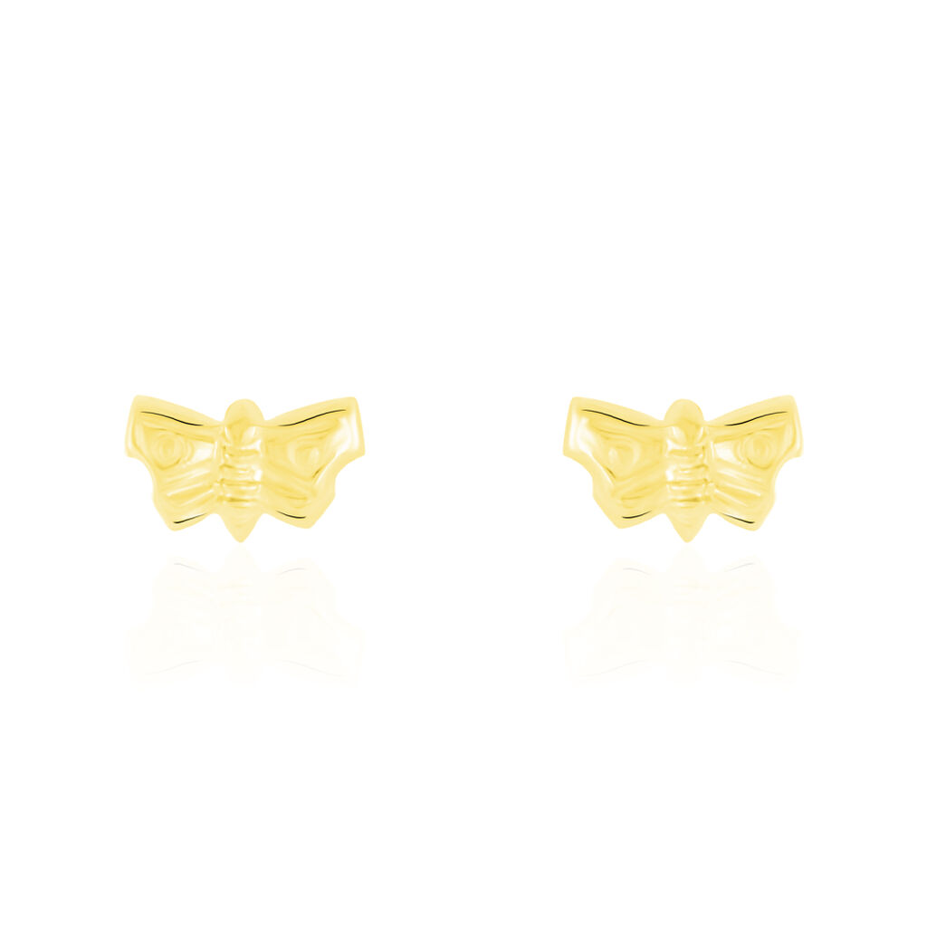Boucles D'oreilles Puces Bartholomee Papillon Or Jaune - Clous d'oreilles Famille | Histoire d’Or