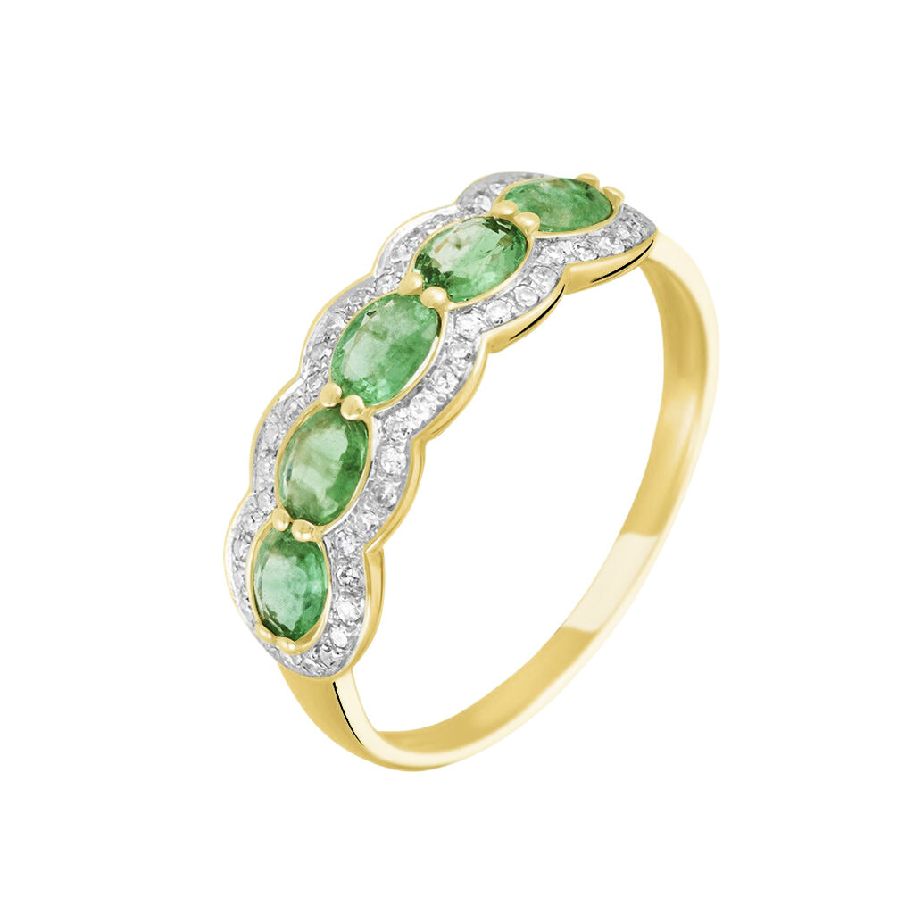 Bague Margaux Or Jaune Emeraude Et Diamant - Bagues avec pierre Femme | Histoire d’Or
