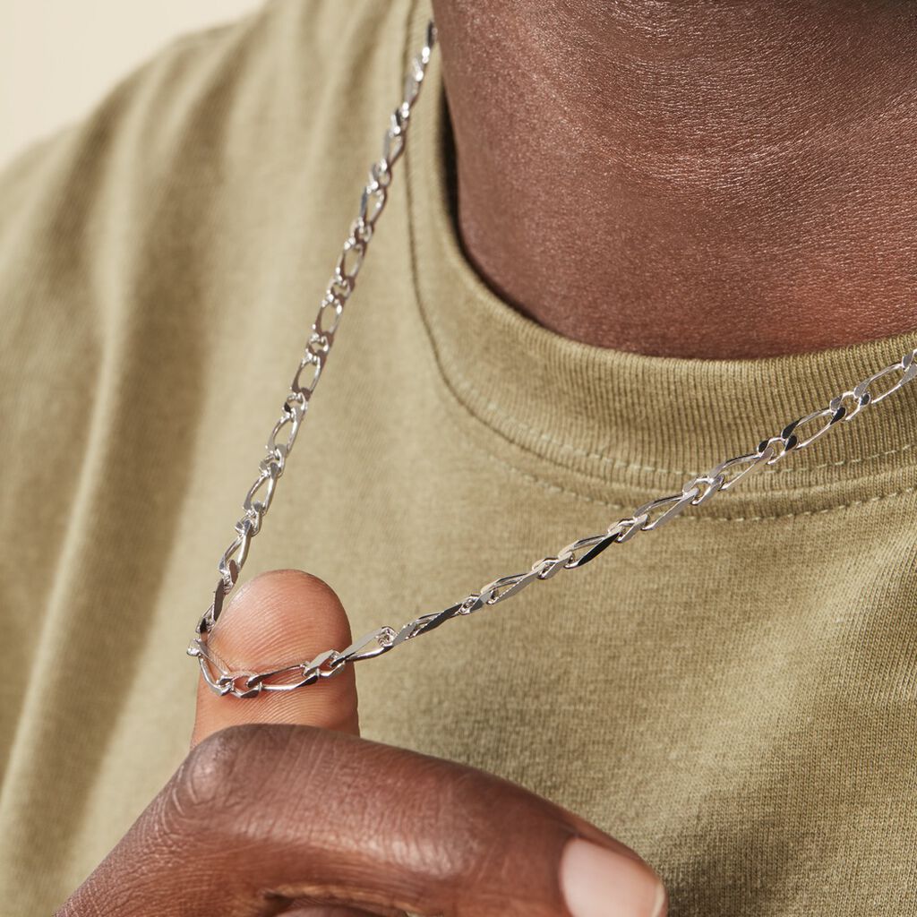 Chaîne Anilo Maille Alternée Argent Blanc - Chaines Homme | Histoire d’Or