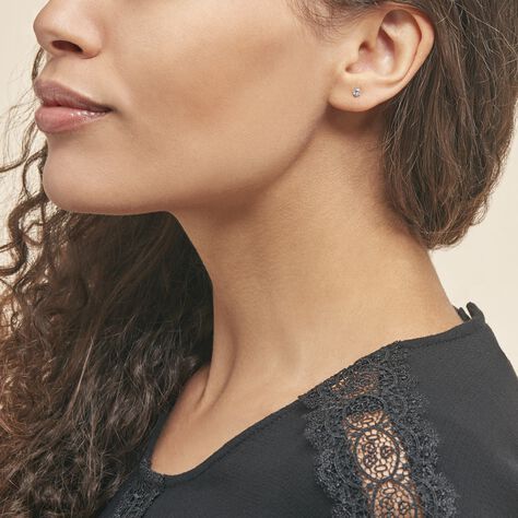 Boucles D'oreilles Puces daria Serti Griffe 2 Or Jaune Oxyde - Clous d'oreilles Femme | Histoire d’Or