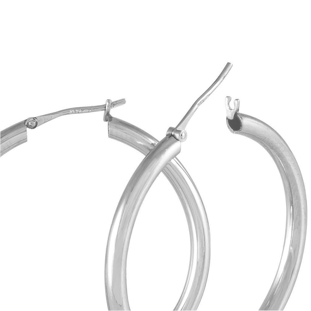 Créoles Argent Blanc Anne - Boucles d'oreilles créoles Femme | Histoire d’Or
