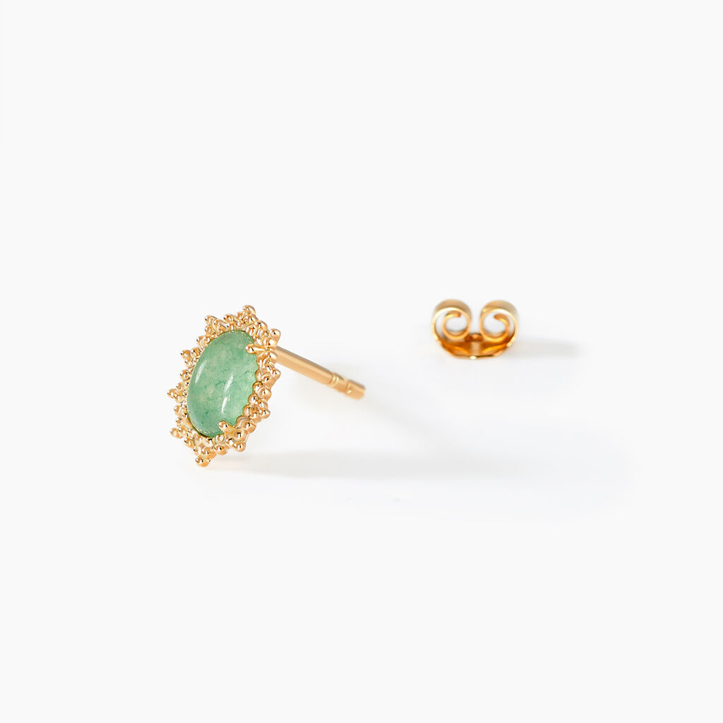 Boucles D'oreilles Puces Vintage Love Plaqué Or Jaune Aventurine - Boucles d'oreilles fantaisie Femme | Histoire d’Or