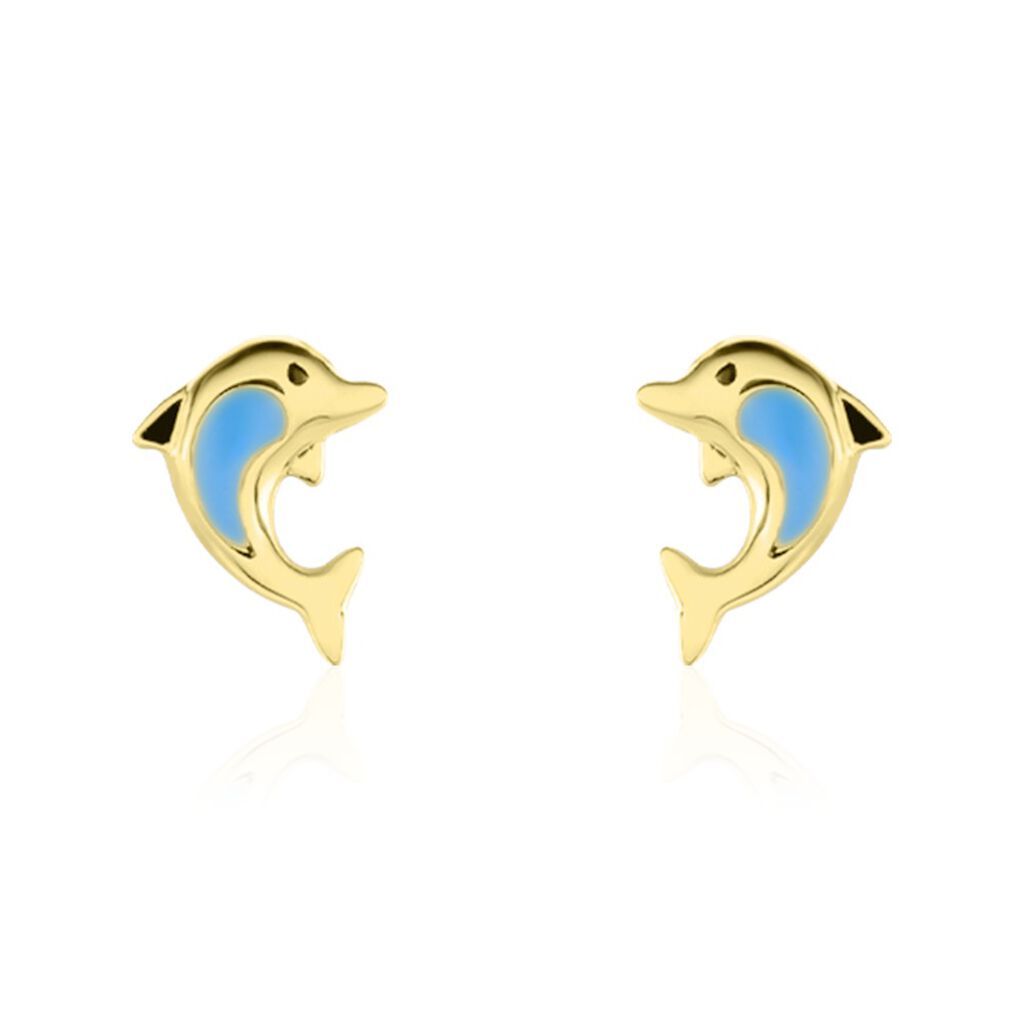 Boucles D'oreilles Puces Mael Dauphin Or Jaune - Clous d'oreilles Enfant | Histoire d’Or