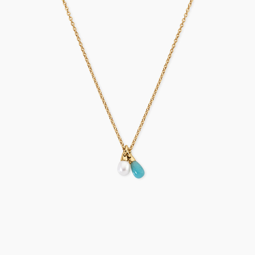 Collier Mala&iuml;ka Argent Dor&eacute; A L'Or 750/1000 Perle De Culture Amazonite - Colliers Femme | Histoire d&rsquo;Or