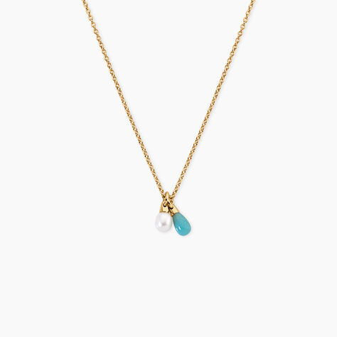 Collier Mala&iuml;ka Argent Dor&eacute; A L'Or 750/1000 Perle De Culture Amazonite - Colliers Femme | Histoire d&rsquo;Or