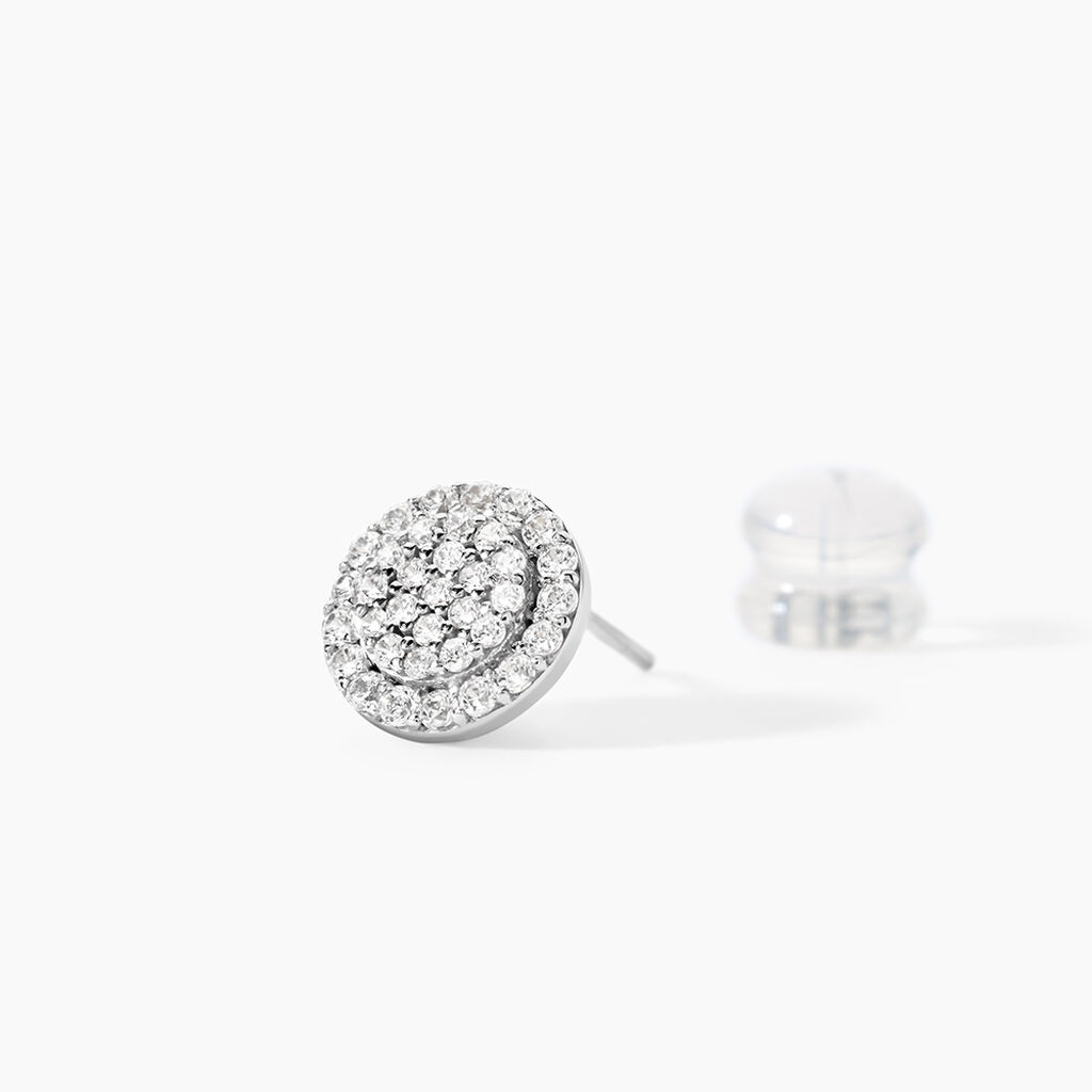 Boucles D'oreilles Puces Classic Or Blanc Oxyde De Zirconium - Clous d'oreilles Femme | Histoire d&rsquo;Or