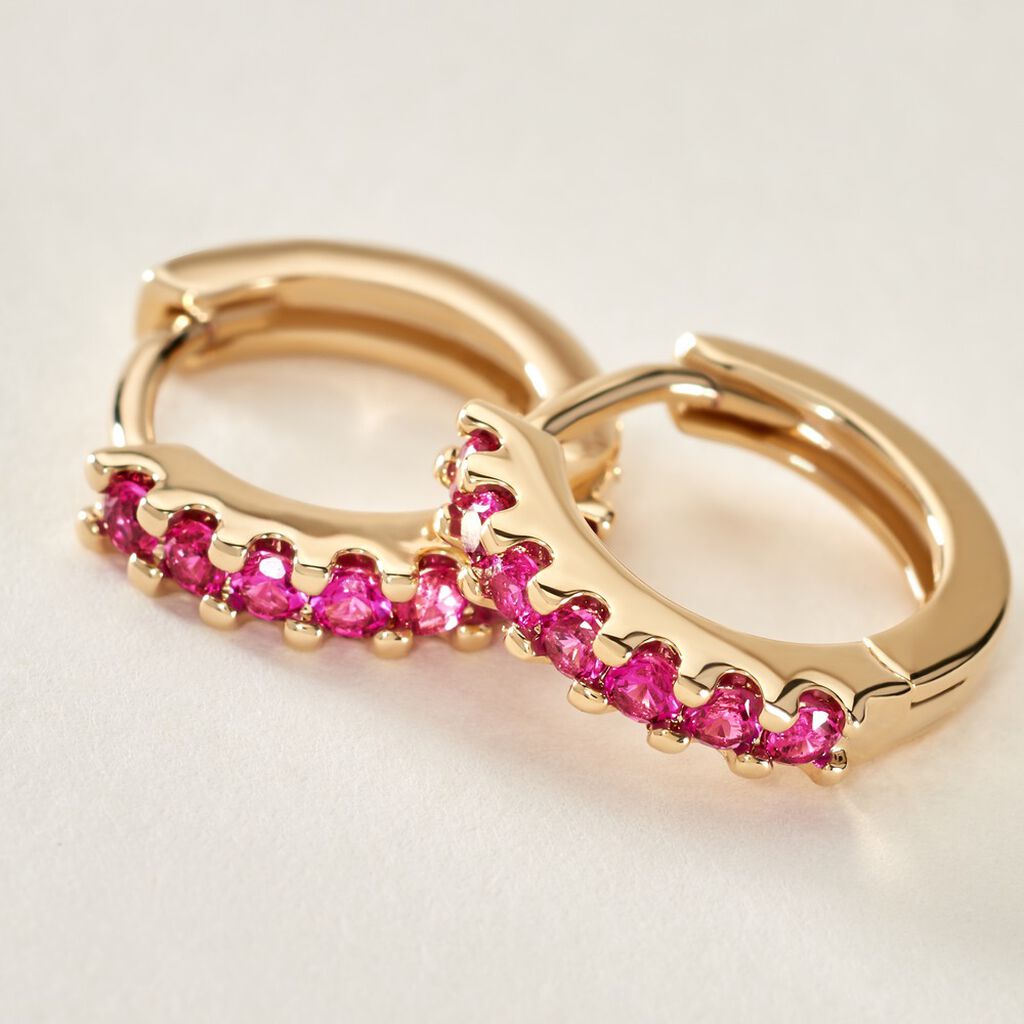 Créoles Marty Plaqué Or Jaune Spinelle Synthétique - Boucles d'oreilles créoles Femme | Histoire d’Or