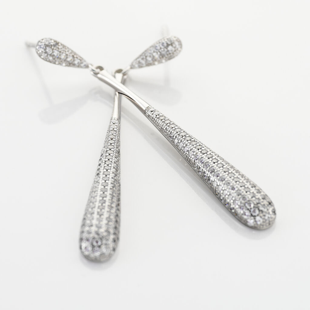 Boucles D'oreilles Pendantes Chandell Argent Blanc Oxyde De Zirconium - Boucles d'oreilles pendantes Femme | Histoire d’Or