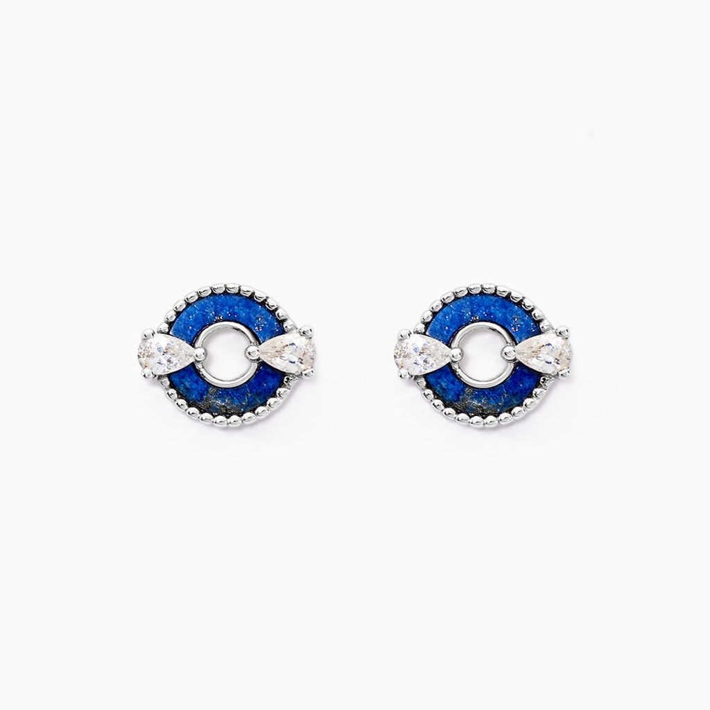 Boucles D'oreilles Puces Serafine Argent Lapis Lazuli Oxyde - Boucles d'oreilles fantaisie Femme | Histoire d’Or