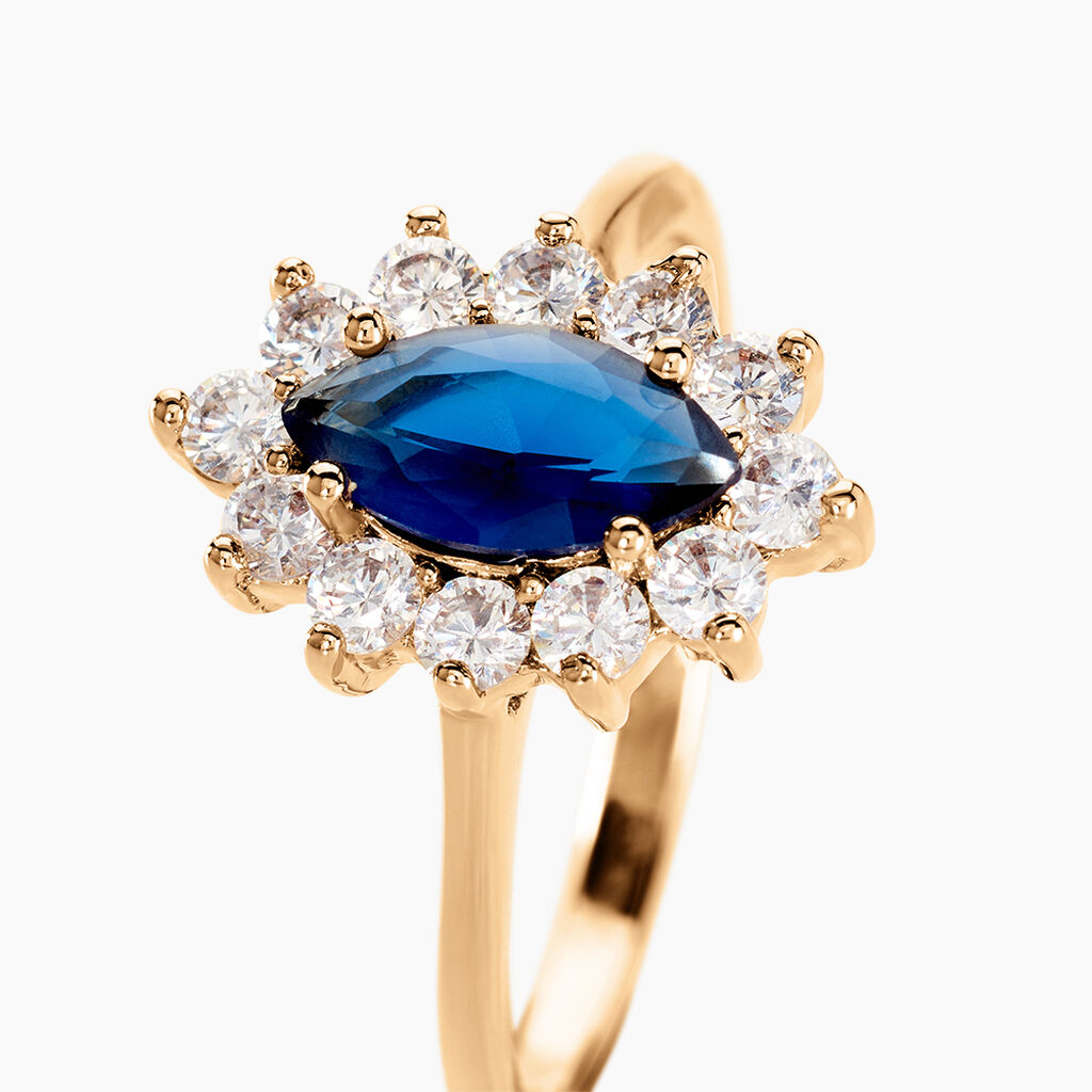 Bague Lisea Plaqu&eacute; Or Jaune Verre Et Oxyde De Zirconium - Bagues solitaires Femme | Histoire d&rsquo;Or