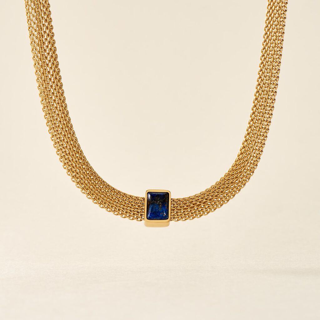 Collier Cleopatra Acier Jaune Lapis Lazuli - Colliers fantaisie Femme | Histoire d’Or