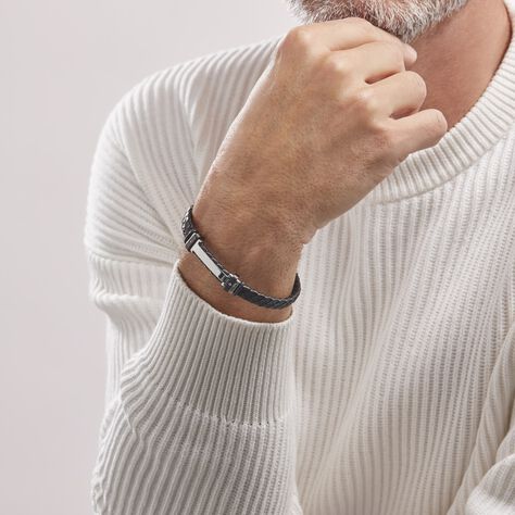 Bracelet Acier Blanc Ludovic Oxyde De Zirconium - Bracelets fantaisie Homme | Histoire d’Or