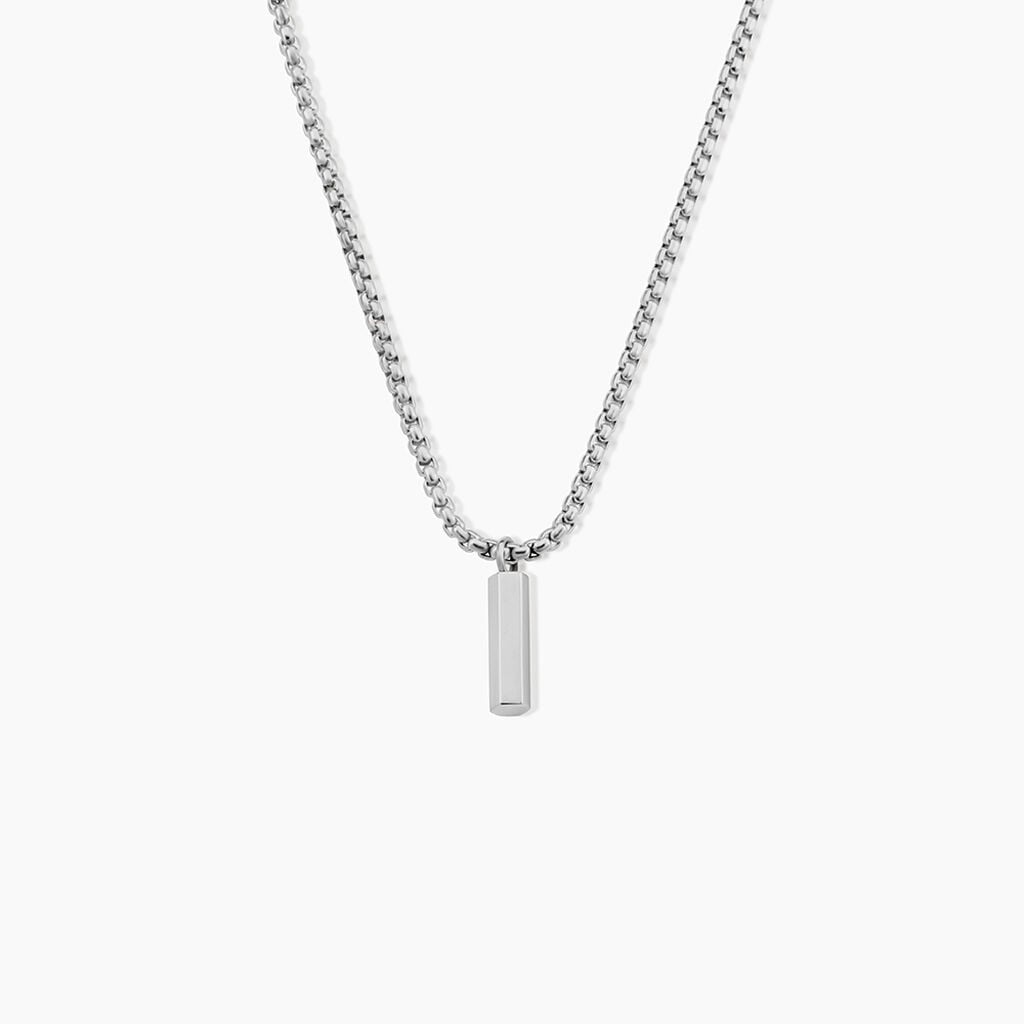 Collier Glacen Acier Blanc - Bijoux sans pierre Homme | Histoire d&rsquo;Or