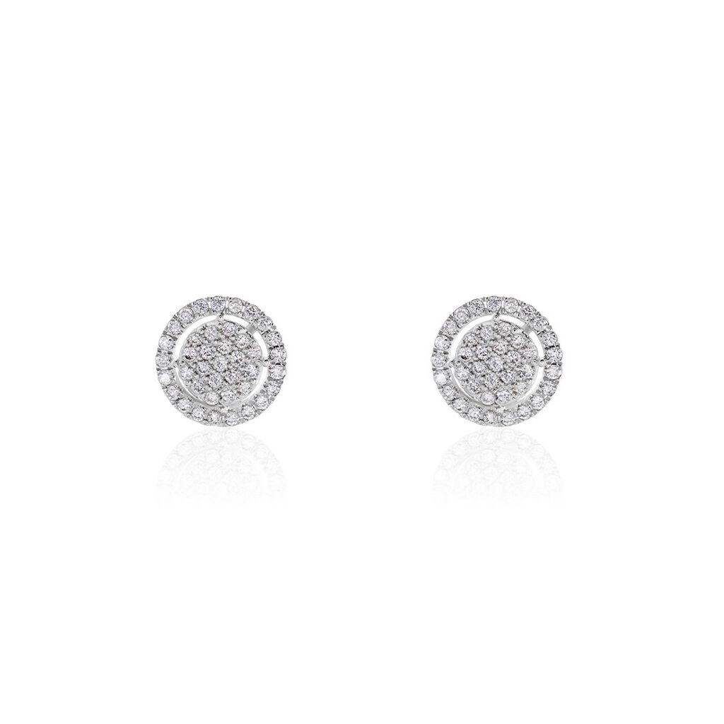Boucles D'oreilles Puces Or Blanc Nawra Diamants Synth&eacute;tiques - Clous d'oreilles Femme | Histoire d&rsquo;Or