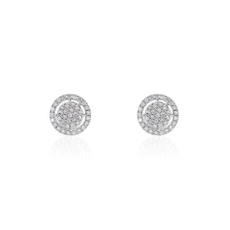 Boucles D'oreilles Puces Or Blanc Nawra Diamants Synth&eacute;tiques - Clous d'oreilles Femme | Histoire d&rsquo;Or