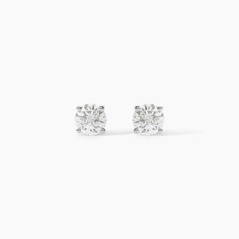 Boucles D'oreilles Puces 4 Griffes Or Blanc Diamant Synthetique - Clous d'oreilles Femme | Histoire d&rsquo;Or