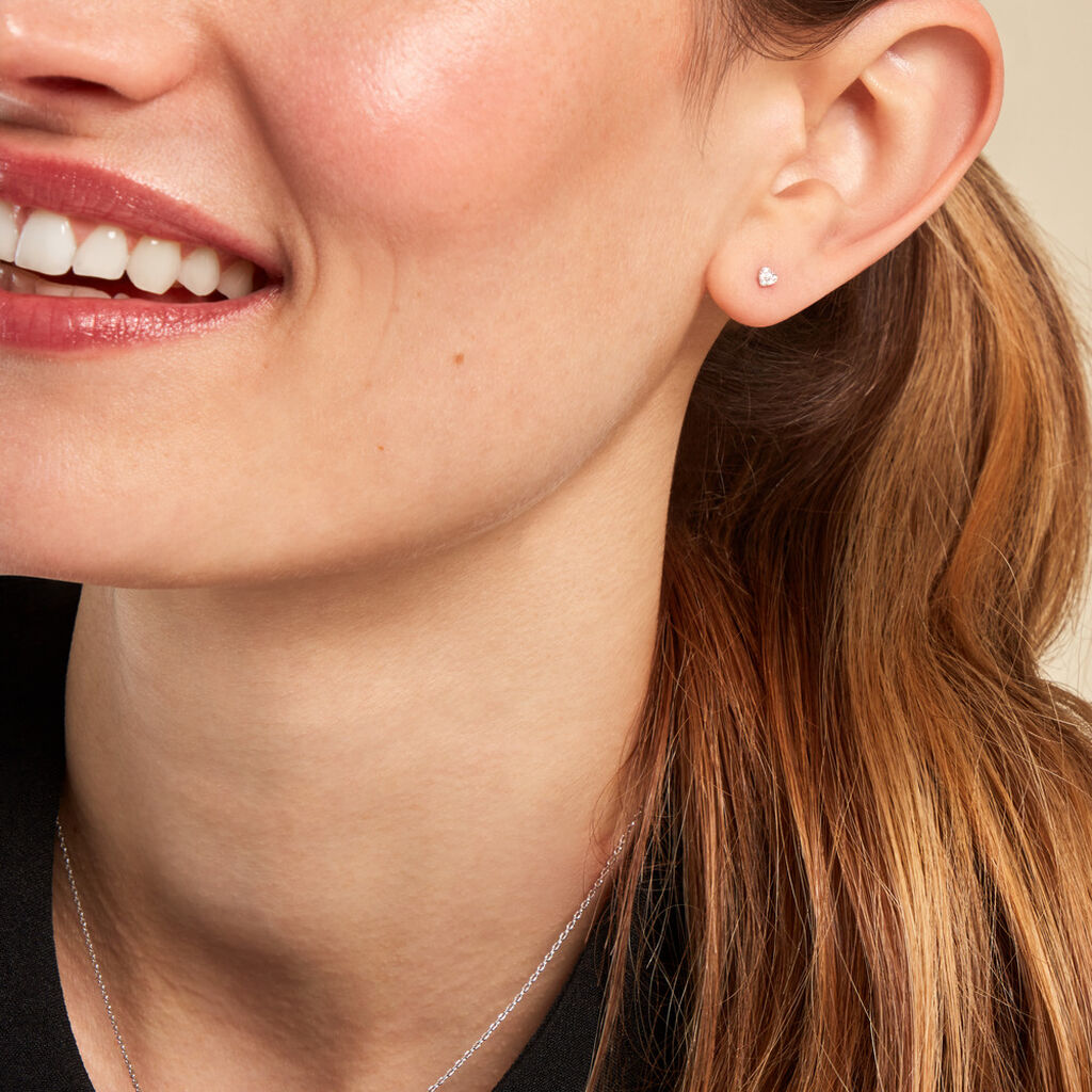 Boucles D'oreilles Puces Ziya Argent Blanc Oxyde De Zirconium - Boucles d'oreilles fantaisie Femme | Histoire d’Or
