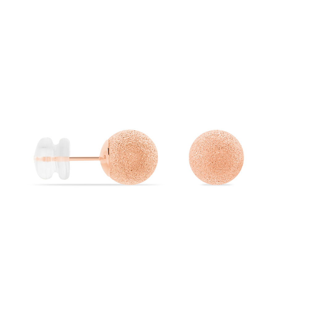 Boucles D'oreilles Puces Fidelia Boule Sablee Or Rose - Clous d'oreilles Femme | Histoire d’Or