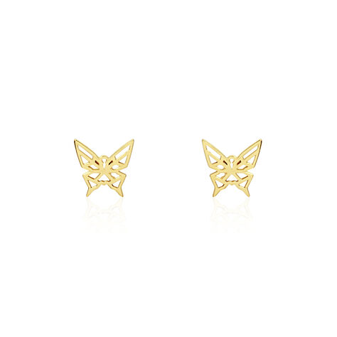 Boucles D'oreilles Puces Bartholomee Papillon Or Jaune - Clous d'oreilles Femme | Histoire d’Or