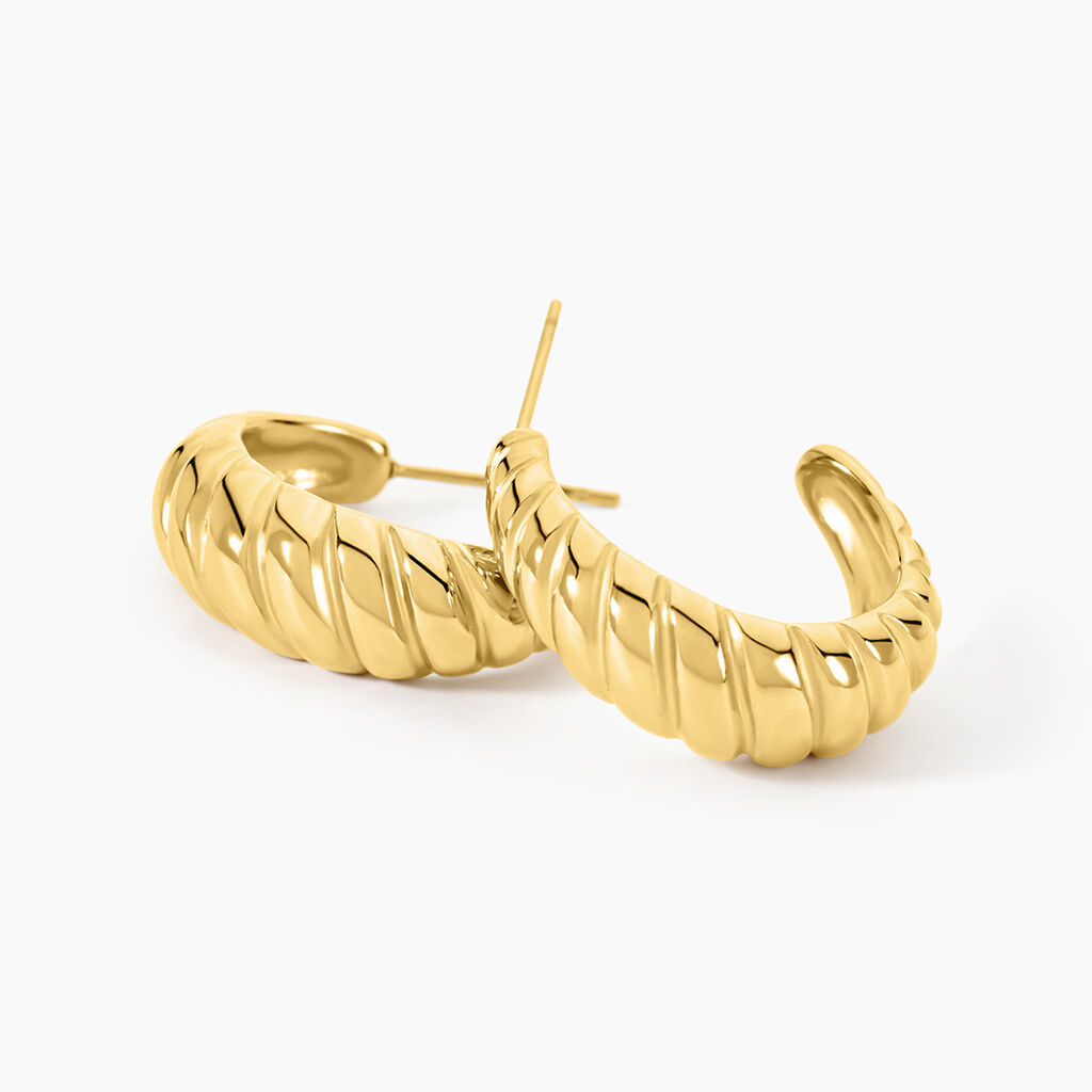 Créoles Marjo Acier Jaune - Boucles d'oreilles créoles Femme | Histoire d’Or