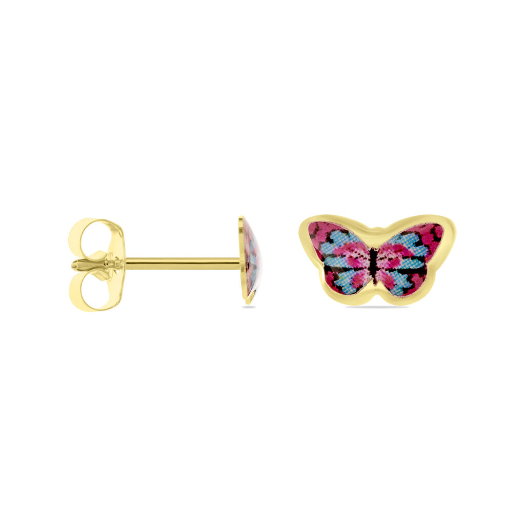 Boucles D'oreilles Puces Aurida Papillon Or Jaune - Clous d'oreilles Enfant | Histoire d’Or
