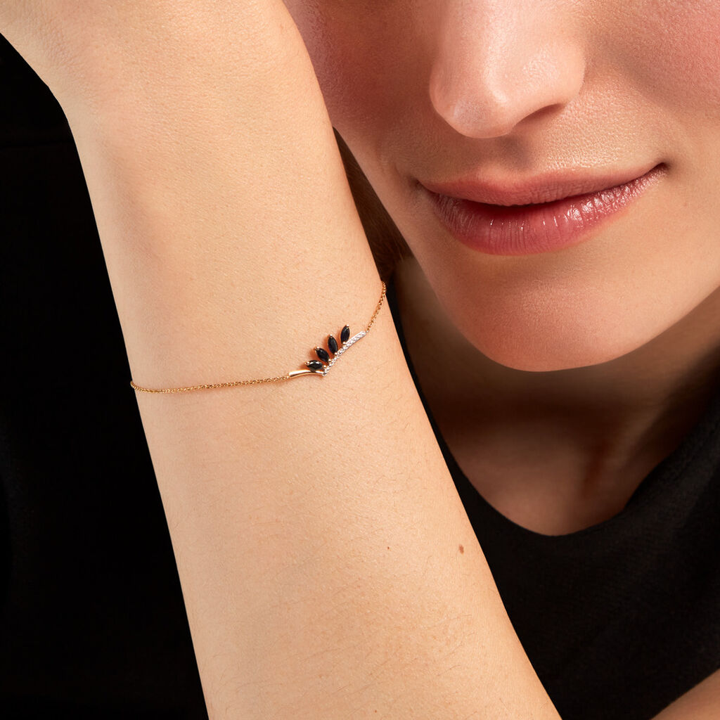 Bracelet Navette Or Jaune Saphir Diamant - Bracelets Femme | Histoire d’Or