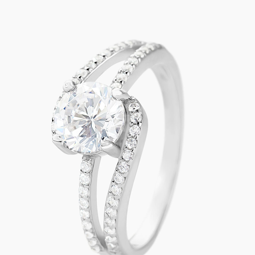 Bague Solitaire Maggy Argent Blanc Oxyde De Zirconium - Bagues solitaires Femme | Histoire d&rsquo;Or