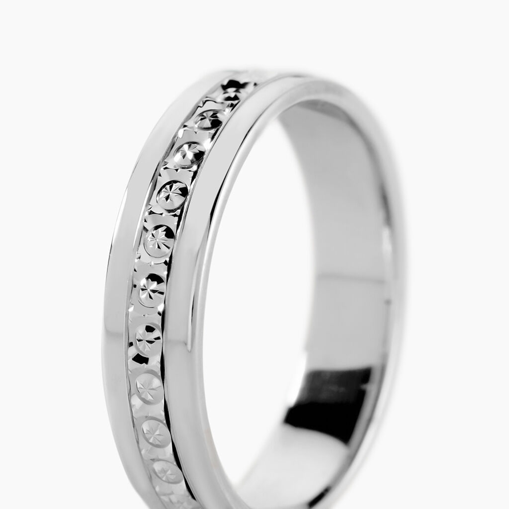 Alliance Fantaisie Diamantee Ruban Plat Or Blanc - Alliances Unisex | Histoire d&rsquo;Or