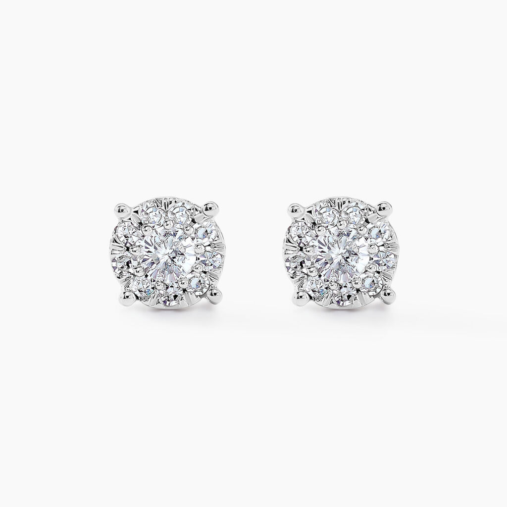 Boucles D'oreilles Puces Artemis Or Blanc Diamant - Clous d'oreilles Femme | Histoire d’Or