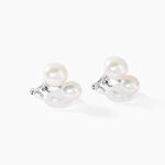 Boucles D'oreilles Clips Argent Blanc Viano Perles Oxydes - Boucles d'oreilles fantaisie Femme | Histoire d&rsquo;Or