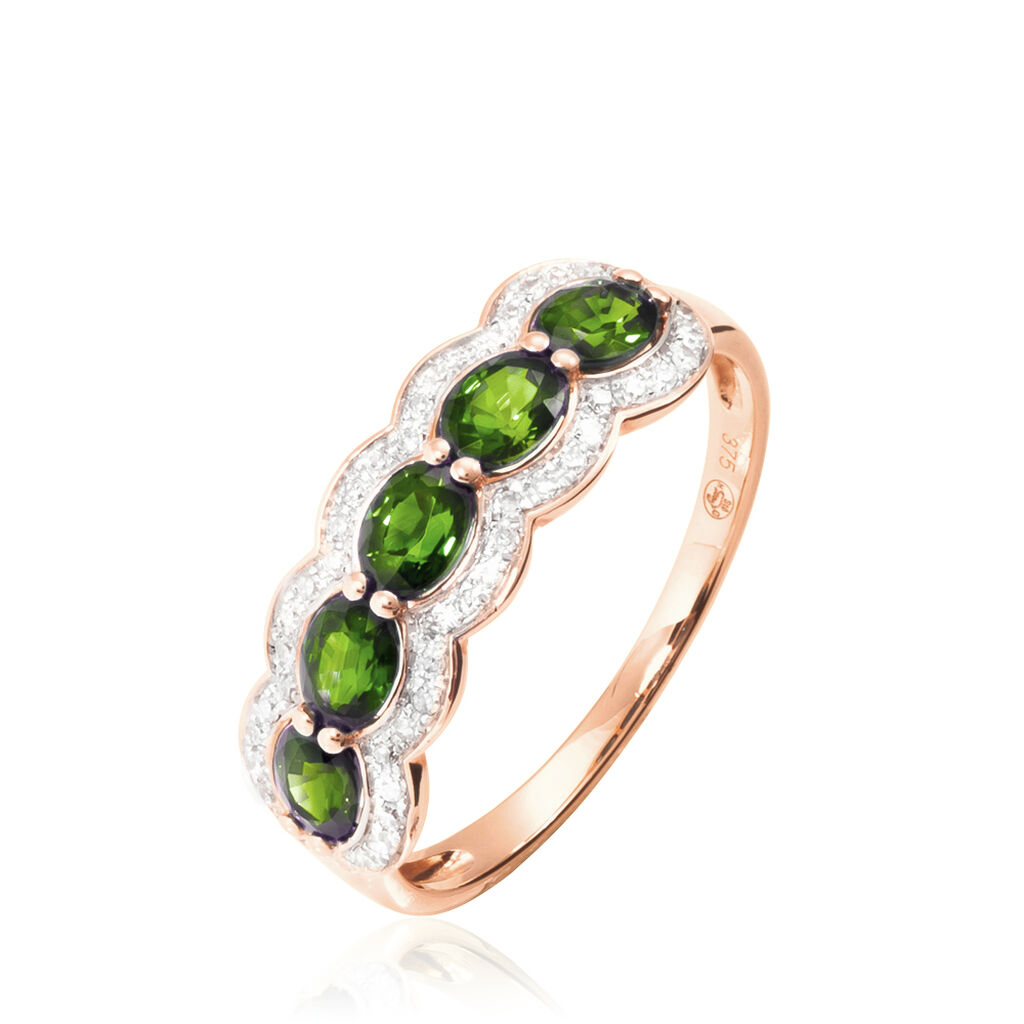Bague Margaux Or Rose Péridot Et Diamant - Bagues avec pierre Femme | Histoire d’Or