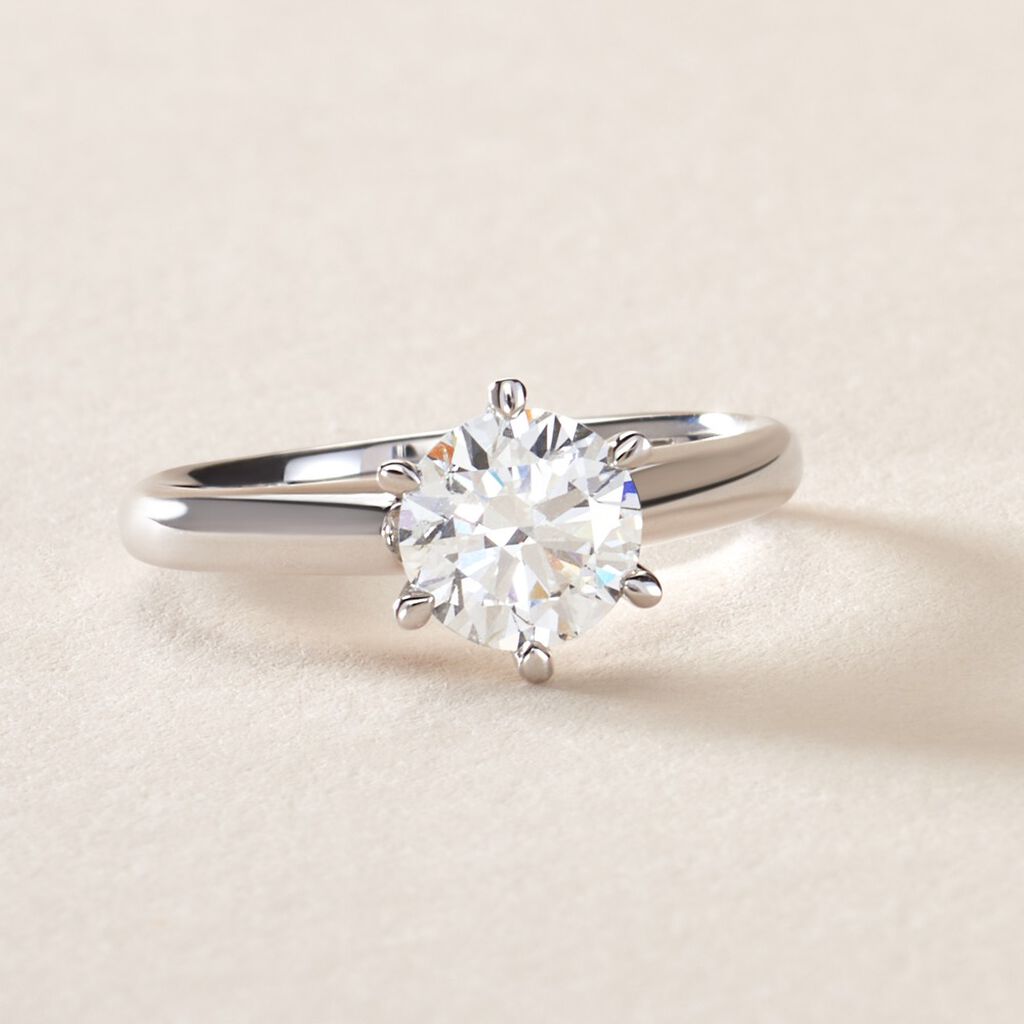 Bague Solitaire Samantha Or Blanc Diamant - Bagues solitaires Femme | Histoire d’Or