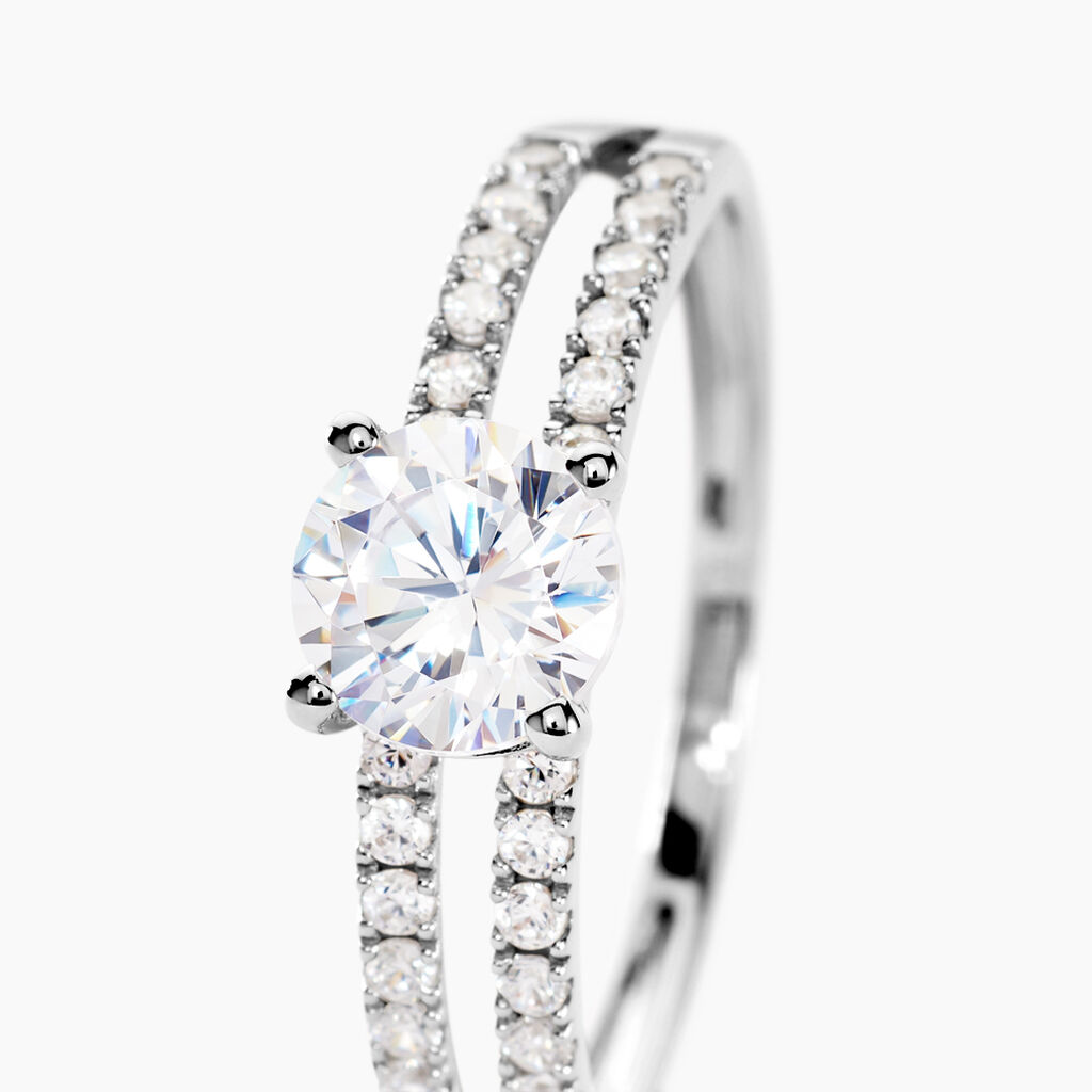Bague Solitaire Cesarine Or Blanc Oxyde De Zirconium - Bagues solitaires Femme | Histoire d&rsquo;Or