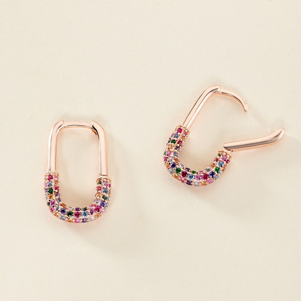 Cr&eacute;oles Urban Call Argent Rose Pierre De Synthese Oxyde De Zirconium - Boucles d'oreilles cr&eacute;oles Femme | Histoire d&rsquo;Or