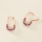 Cr&eacute;oles Urban Call Argent Rose Pierre De Synthese Oxyde De Zirconium - Boucles d'oreilles cr&eacute;oles Femme | Histoire d&rsquo;Or