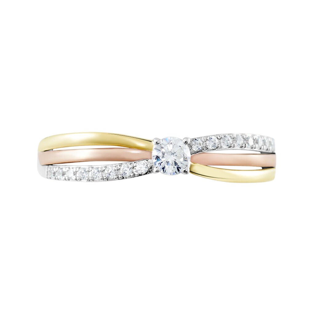 Bague Or Tricolore Peregrine Oxyde De Zirconium - Bagues solitaires Femme | Histoire d’Or