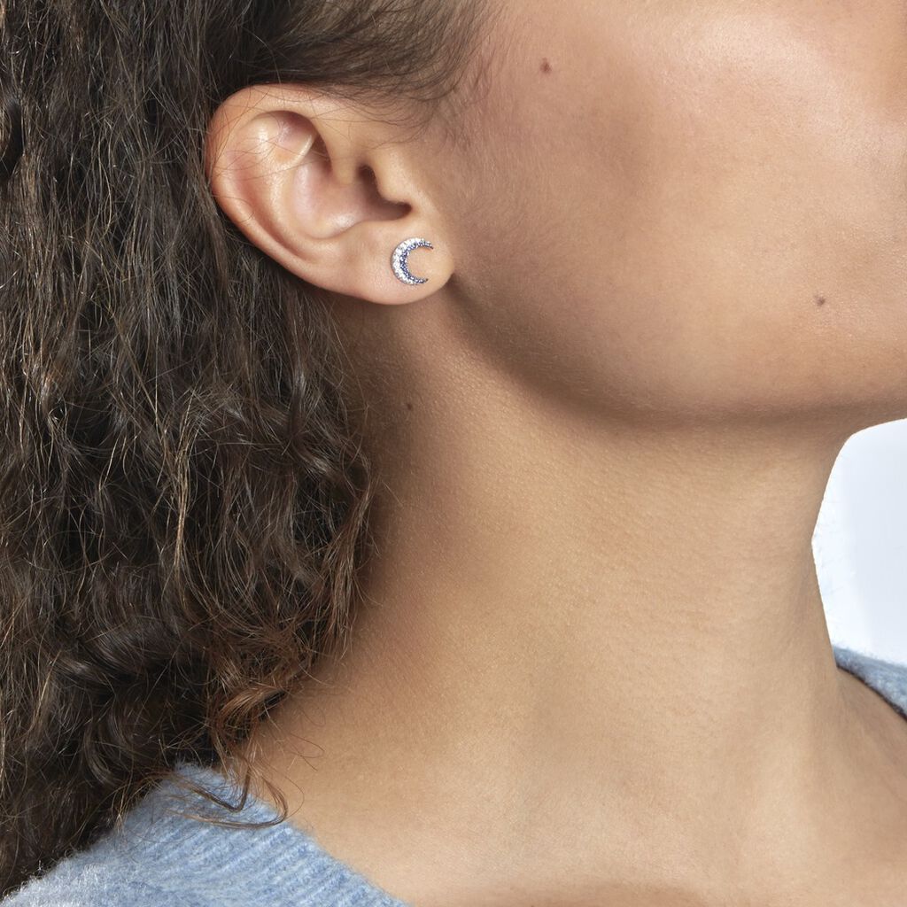 Boucles D'oreilles Dépareillées Bekhta Or Blanc Oxyde De Zirconium - Boucles d'oreilles Femme | Histoire d’Or